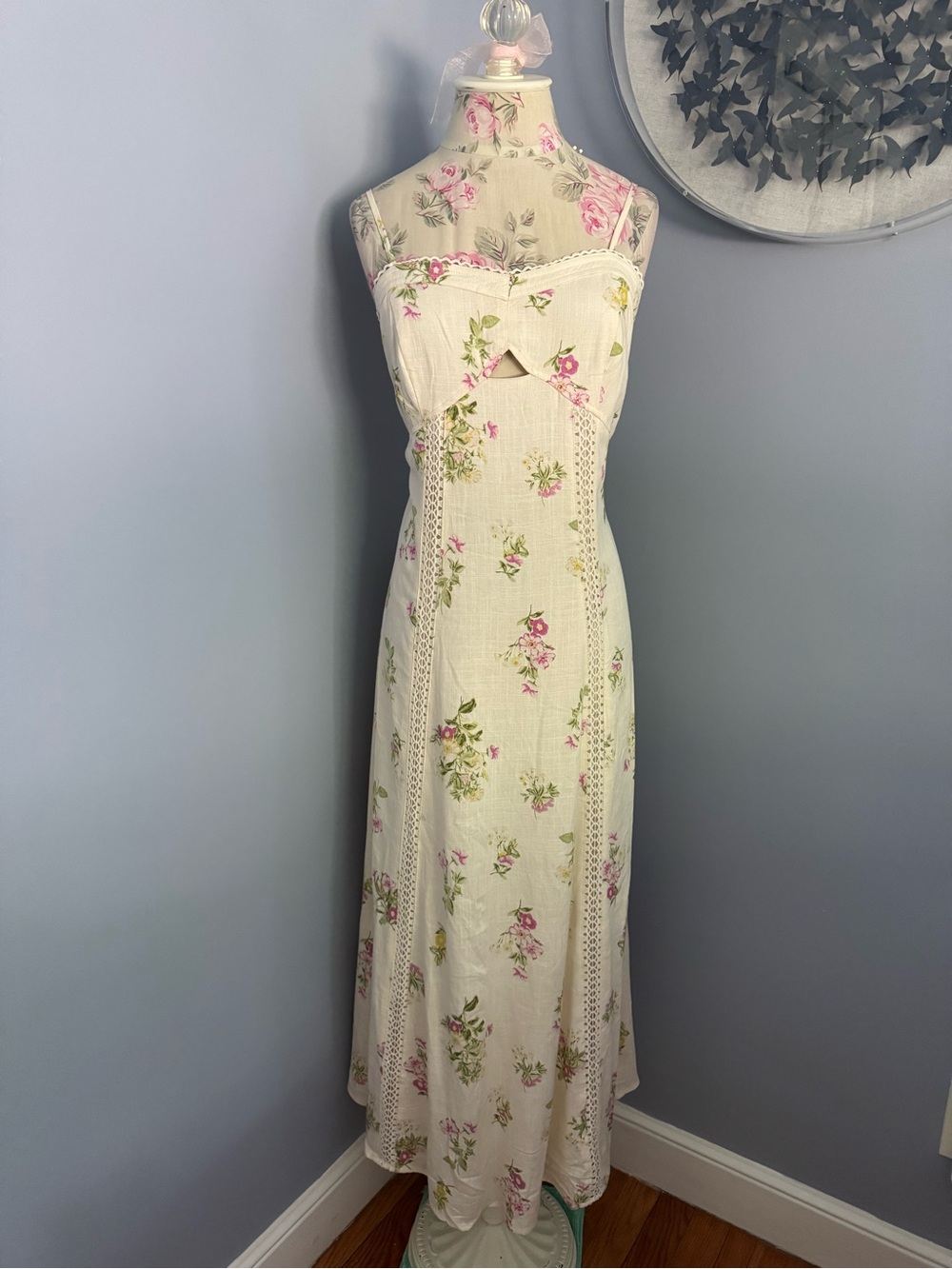 Caroline Constas Palmer Cream Maxi Dress with Pink & Green Floral